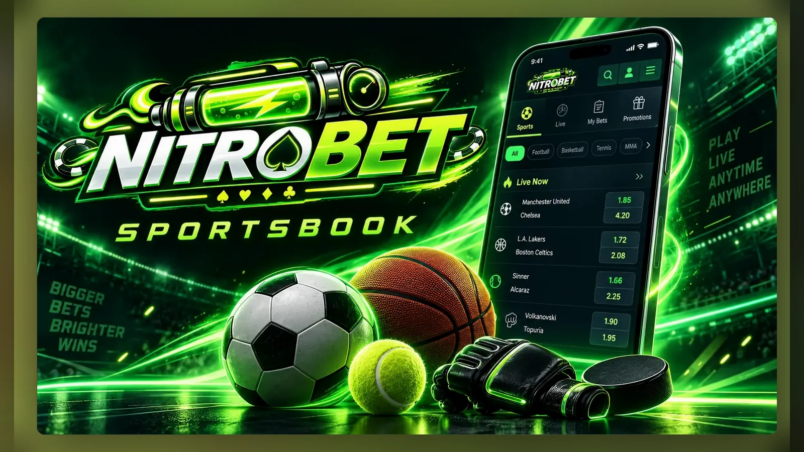 Il banner Nitrobet Sportsbook: anche il bonus sport si attiva senza codice